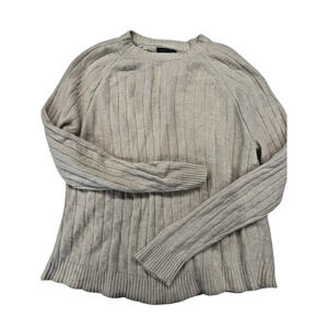 Banana Republic L White Cream Tan Merino Wool Blend Turtleneck Sweater Pullover